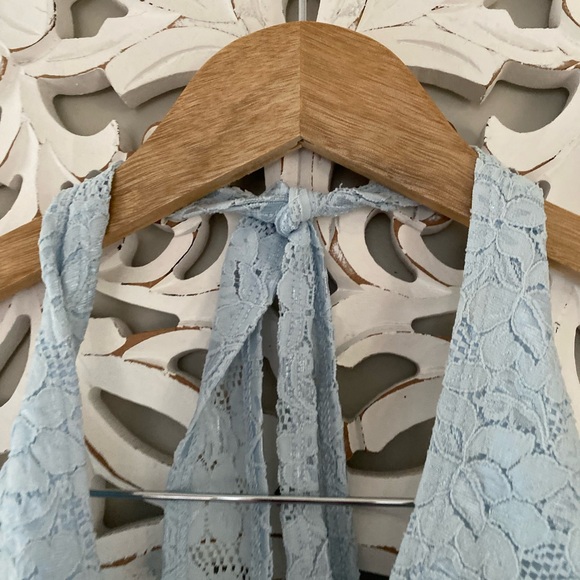 Wild Cat Y2K Lace VTG Halter Top Baby Blue Size Medium 2000s Party Festival club - Picture 4 of 9